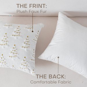 White Knitted Christmas Tree Embroidered Fabric